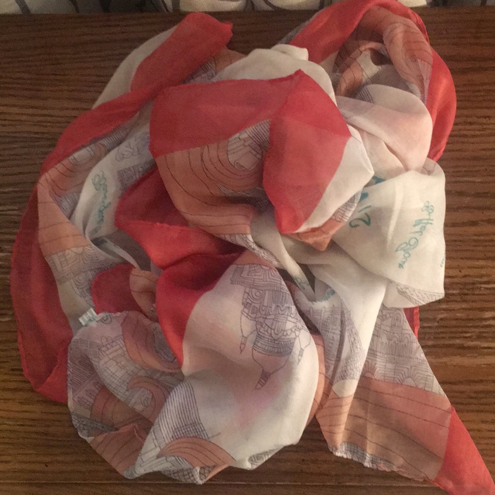 Paris Print Semi Sheer Scarf